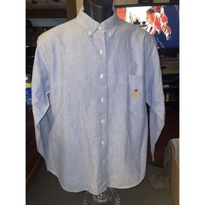Men’s Lauren Ralph Lauren Large Crest Button Up Dress Shirt Size 16 Denim